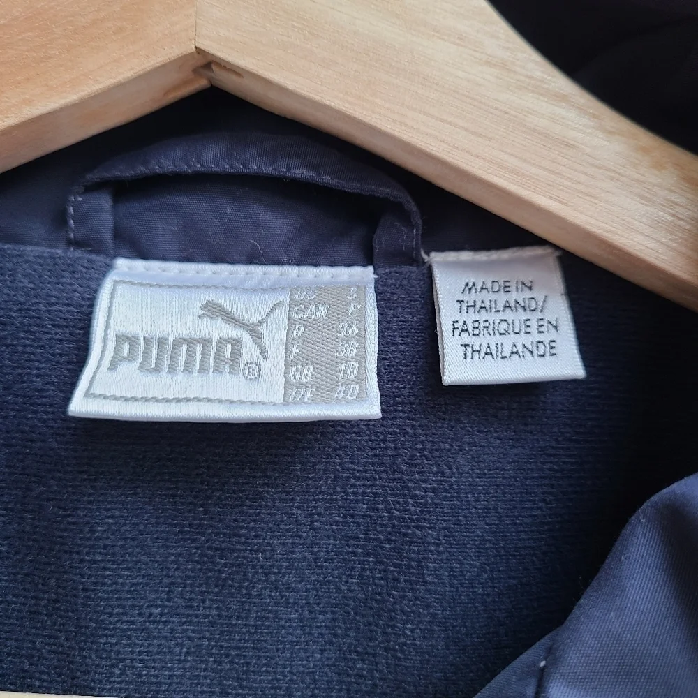 Y2K Puma Navy Blue Full Zip Lightly Lined Cropped Track Jacket Size S (Sample)